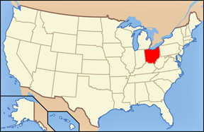 USA state showing location of Ohio